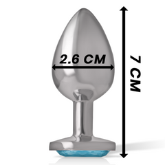 INTENSE - PLUG ANAL DE METAL DE ALUMÍNIO COM CRISTAL AZUL TAMANHO S